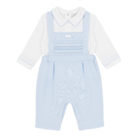 Amore Sky Smocked Dungaree Set