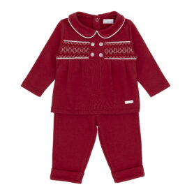 Amore Red Smocked Two Piece Set