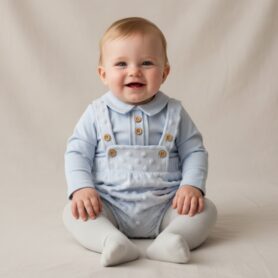 Sky Waffle Dungaree Set