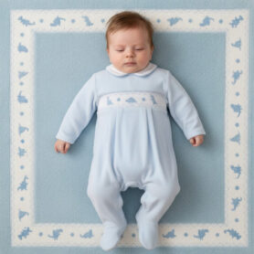 Sky Smocked Velour Dinosaur All In One