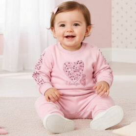 Pink Sequin Heart Two Piece Set