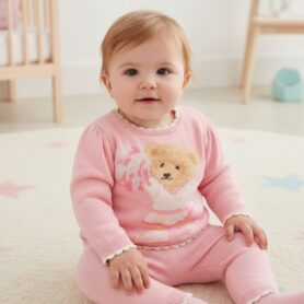 Pink Teddy Knitted Set