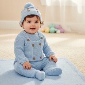 Knitted Dungaree Set and Hat