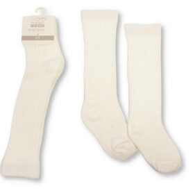 White Ribbed Knee High Socks 2243W