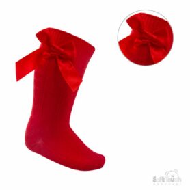 Red Bow Knee High Socks STS151R