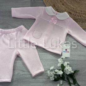 Kleo Kids Pink Knitted Collar Two Piece Set