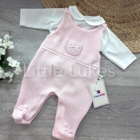 Kleo Kids Pink Pocket Bow Dungaree Set