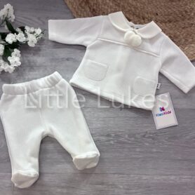 Kleo Kids White Pompom Knitted Two Piece Set