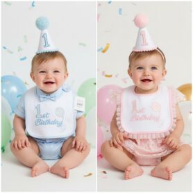 My 1st Birthday Hat and Bib Set