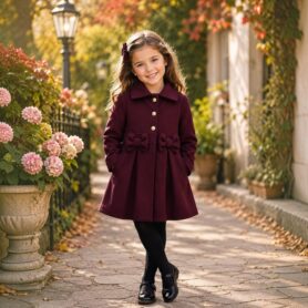 Burgundy Gold Button Coat
