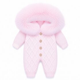 Pink Faux Fur Knitted Pramsuit