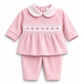 Kleo Kids Pink Hearts Velour Two Piece Set