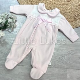 Kleo Kids Pink Bow Velour All In One