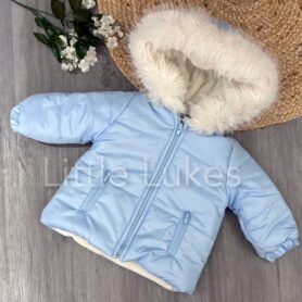 Visara Sky Quilted Faux Fur Jacket