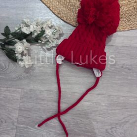 Kleo Kids Red Super Pom Hat with Ties