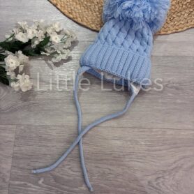 Kleo Kids Blue Super Pom Hat with Ties