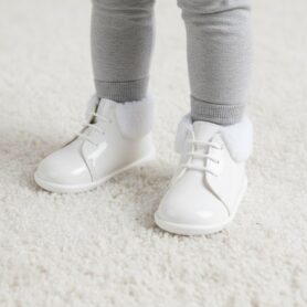 White Patent Fur Boots