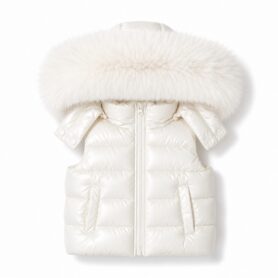 Eva Bella Cream Faux Fur Quilted Gilet