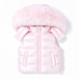 Eva Bella Pink Faux Fur Quilted Gilet