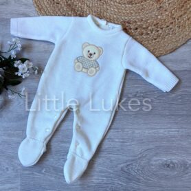 Kleo Kids White Bear Knit All In One