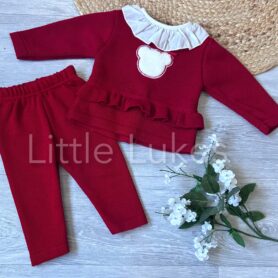 Kleo Kids Red Bear Frill Knit Set