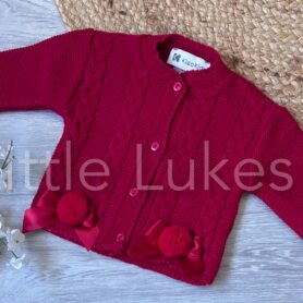 Kleo Kids Red Bow Pom Cardigan