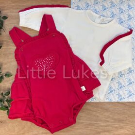 Kleo Kids Red Diamante Heart Romper Set