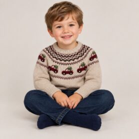 True Knit Beige Car Jumper and Trousers Set